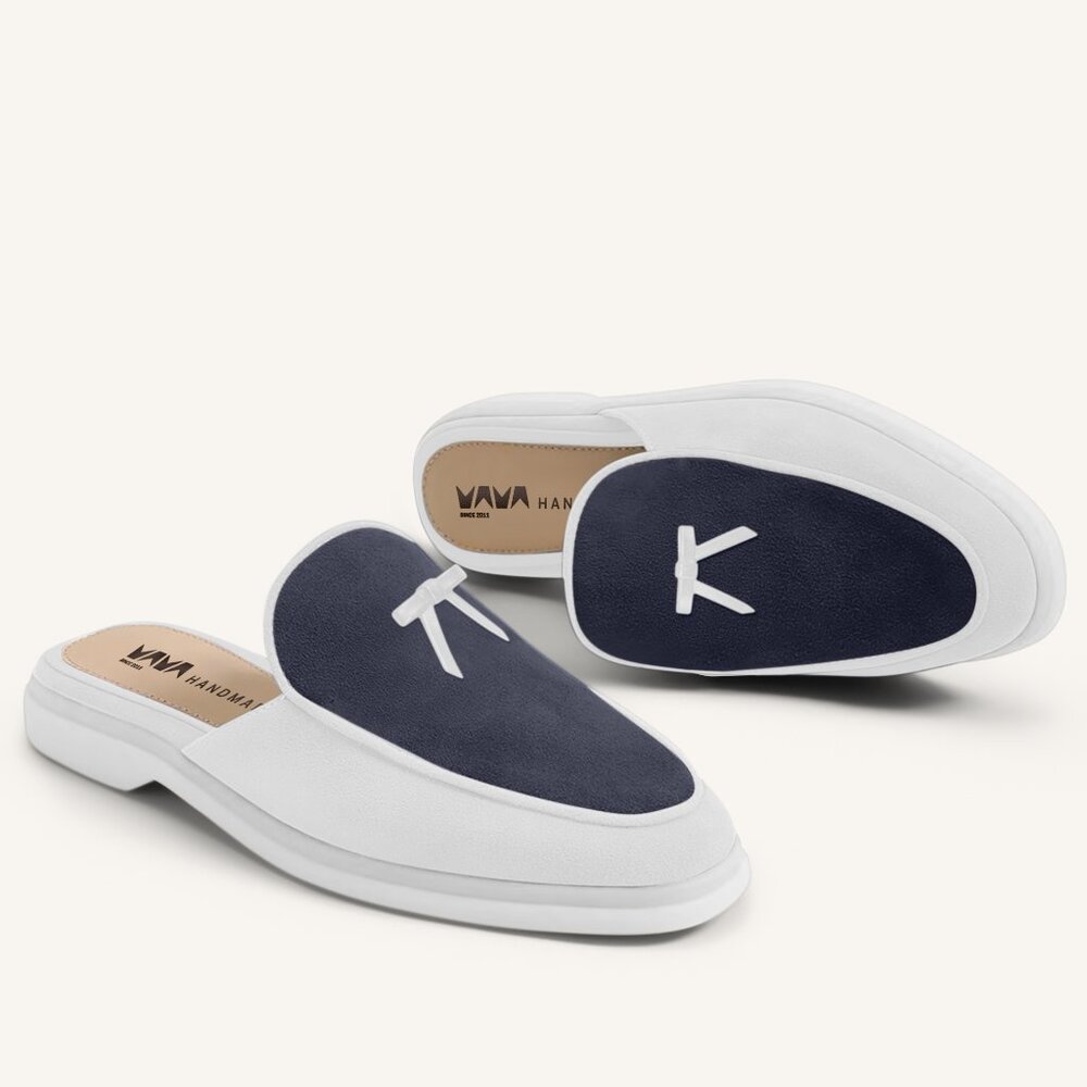 M.A.M.A. Bow Collection - Women's Mules Shoes | Blue & White